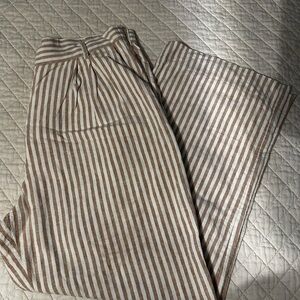 Abercrombie & Fitch Tan and White Striped Pants